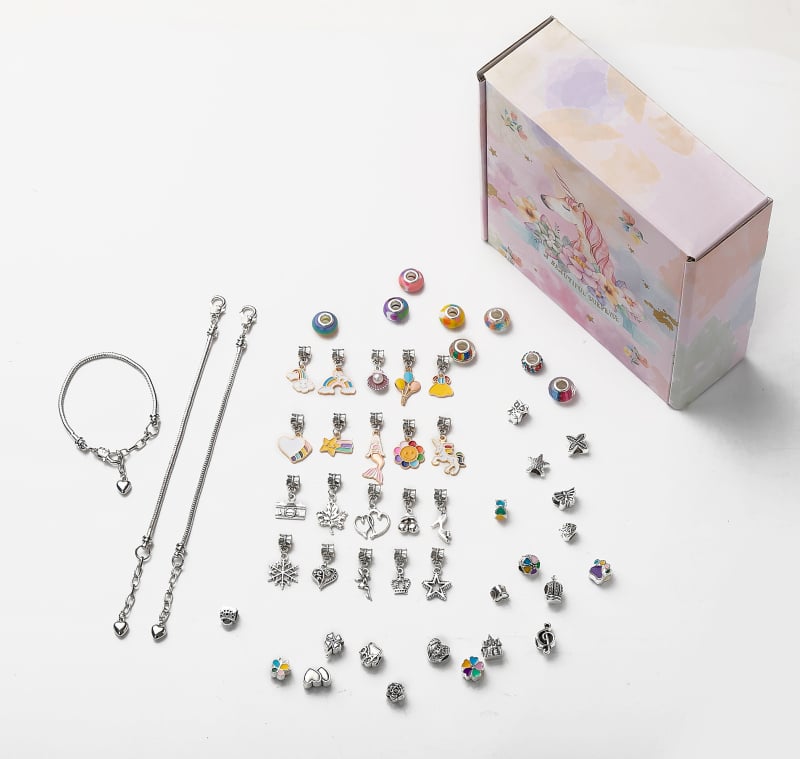 DIY set narukvice za djecu s perlama od legure, elektroplatirani završni sloj, tema jednorog