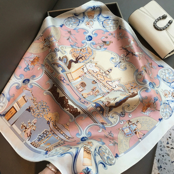 Τετράγωνη μεταξωτή εσάρπα, 100% μετάξι, απλή ύφανση, λογοτεχνικά ρετρό στυλ, προέλευση Hangzhou, κυκλοφόρησε φθινόπωρο 2024