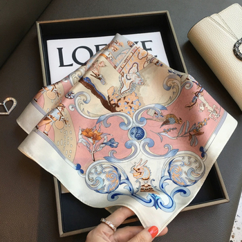 Τετράγωνη μεταξωτή εσάρπα, 100% μετάξι, απλή ύφανση, λογοτεχνικά ρετρό στυλ, προέλευση Hangzhou, κυκλοφόρησε φθινόπωρο 2024