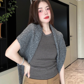 Șal triunghiular, stil japonez și coreean, cașmir artificial, tricotat warp, pentru iarnă