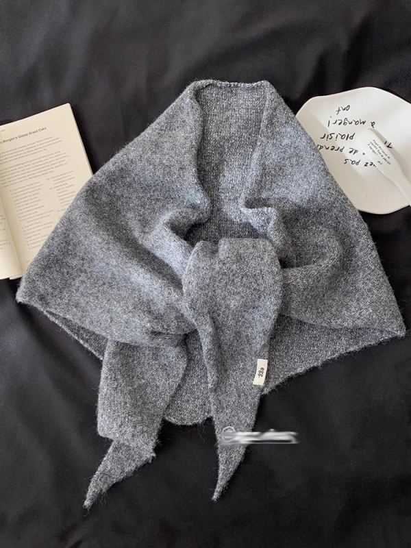 Șal triunghiular, stil japonez și coreean, cașmir artificial, tricotat warp, pentru iarnă