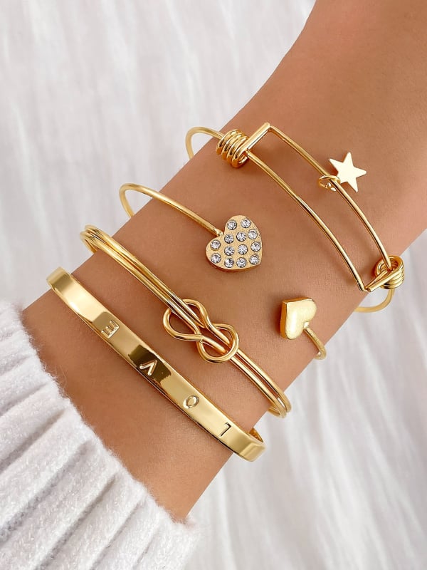 Комплект гривни с диаманти: многослойни гривни от цинкова сплав, оригинален дизайн, унисекс, марка Canying