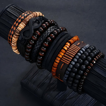 13 részes fa gyöngyös készlet, kézzel készített, uniszex, vintage stílusú ékszerek – Qingfang Jewelry