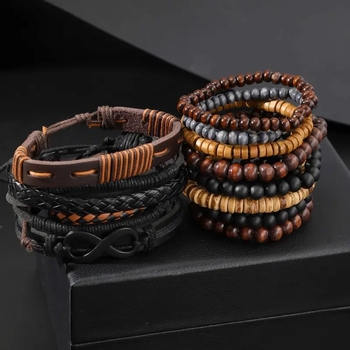 13 részes fa gyöngyös készlet, kézzel készített, uniszex, vintage stílusú ékszerek – Qingfang Jewelry