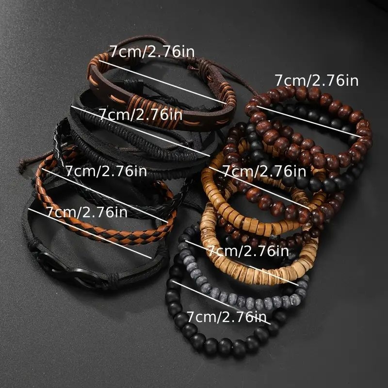 13 részes fa gyöngyös készlet, kézzel készített, uniszex, vintage stílusú ékszerek – Qingfang Jewelry