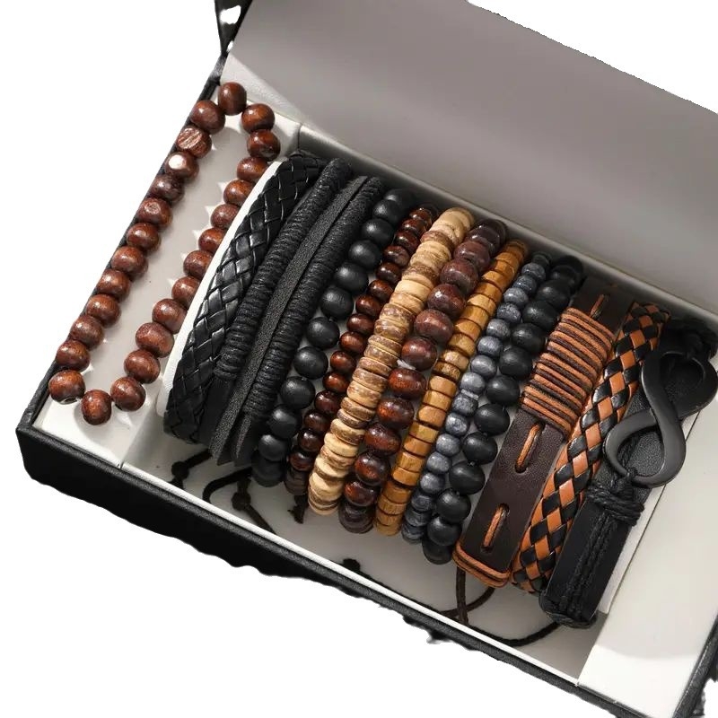 13 részes fa gyöngyös készlet, kézzel készített, uniszex, vintage stílusú ékszerek – Qingfang Jewelry