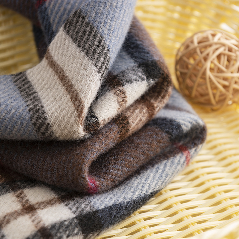 Șal bărbătesc cu model diamantat, țesătură twill, cald pentru iarnă, 100% poliester, țesătură yarn-dyed warp-knit