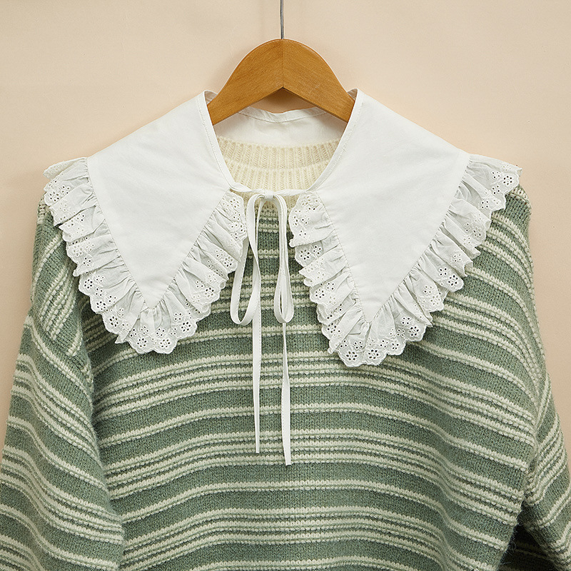 Ženski pamučni izvezeni lažni ovratnik, palat vintage stil, dekorativni dodatak