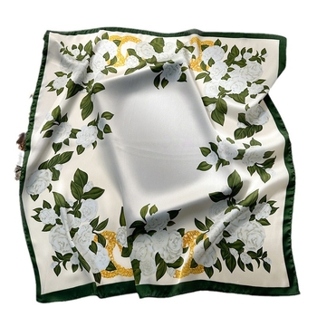 Gardenia φλοράλ εκτύπωση από πολυεστέρα, τετράγωνο φουλάρι, απλή ύφανση, ανοιξιάτικο στυλ