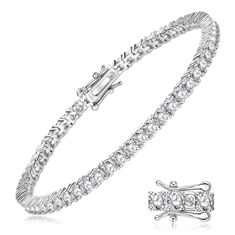 Moxan Diamond Bracelet – Moissanite, 925 ezüst, Geometriai design, Uniszex karkötő