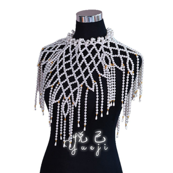 Šal s perlama i resicama, materijal: najlon-svila; pletenje: twill; uzorak: jednobojan; prilagodljiv