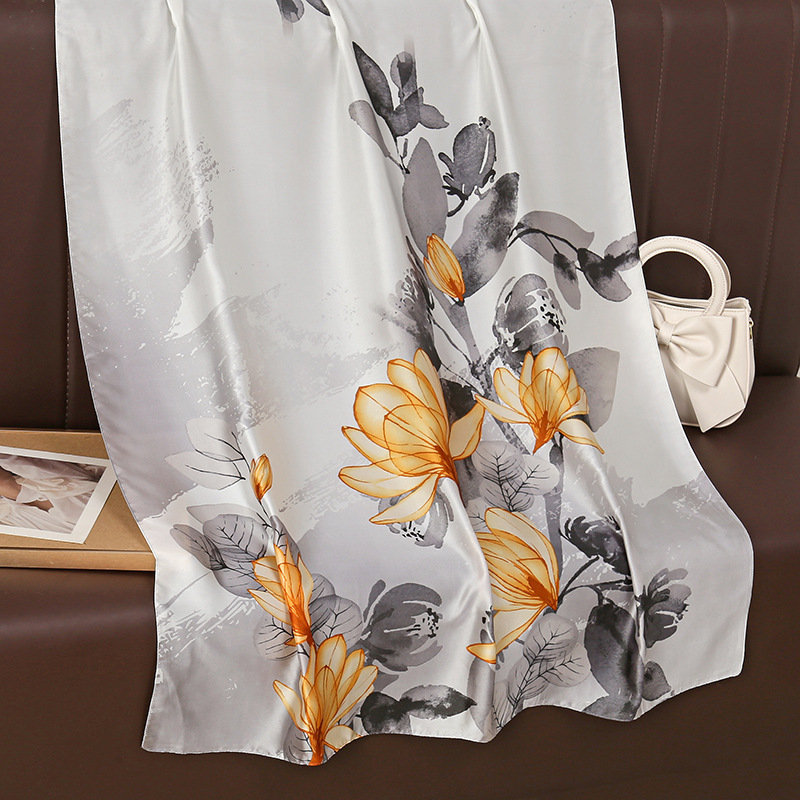 Šal od imitacije svile za četiri sezone, tkanina s jednostavnim tkanjem, zaštita od sunca, prašine i topline, korejski stil, elegantan dodatak