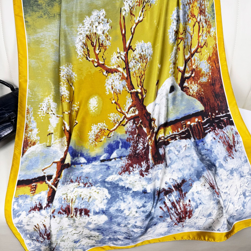 Šal od imitacije svile za četiri sezone, tkanina s jednostavnim tkanjem, zaštita od sunca, prašine i topline, korejski stil, elegantan dodatak