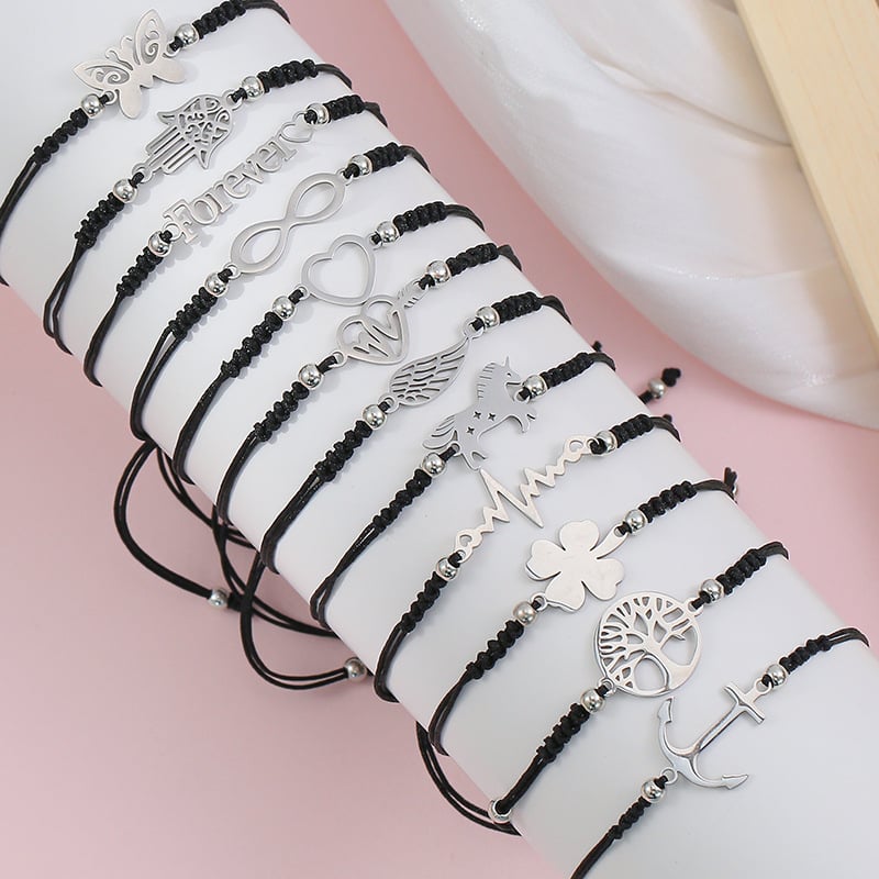 Karkötő ötvözetből, elektroplattázott kivitel, uniszex minimalist, motívum pillangó és Életfája