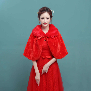 Pelerină cu guler din blană artificială pentru nuntă, accesoriu de iarnă pentru femei, inspirat de kimono; Material: acril / lână artificială; Sezon: iarnă; Țesătură: non-warp; Model: monocrom; Funcție: păstrează căldura