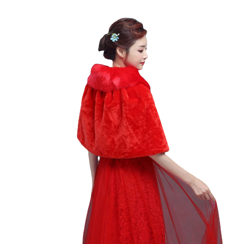 Pelerină cu guler din blană artificială pentru nuntă, accesoriu de iarnă pentru femei, inspirat de kimono; Material: acril / lână artificială; Sezon: iarnă; Țesătură: non-warp; Model: monocrom; Funcție: păstrează căldura