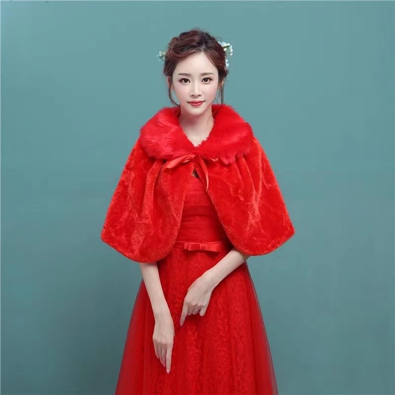 Pelerină cu guler din blană artificială pentru nuntă, accesoriu de iarnă pentru femei, inspirat de kimono; Material: acril / lână artificială; Sezon: iarnă; Țesătură: non-warp; Model: monocrom; Funcție: păstrează căldura