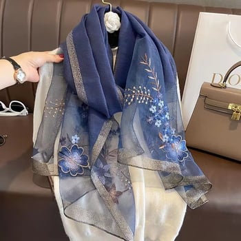 Šal od svile s vezom — svila dudova, jacquard, tie-dye, zimska moda