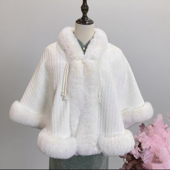 Vuneni ogrtač s flisa podstavom i kragnom od umjetne krzna, elegantan ženski stil, univerzalna duljina (Materijal: vuna; Pletenje: Twill; Uzorak: Monokroman; Obrada: Jacquard; Sezona: jesen/zima)