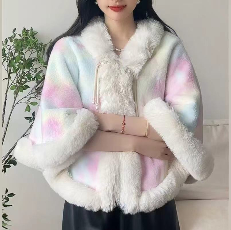 Vuneni ogrtač s flisa podstavom i kragnom od umjetne krzna, elegantan ženski stil, univerzalna duljina (Materijal: vuna; Pletenje: Twill; Uzorak: Monokroman; Obrada: Jacquard; Sezona: jesen/zima)