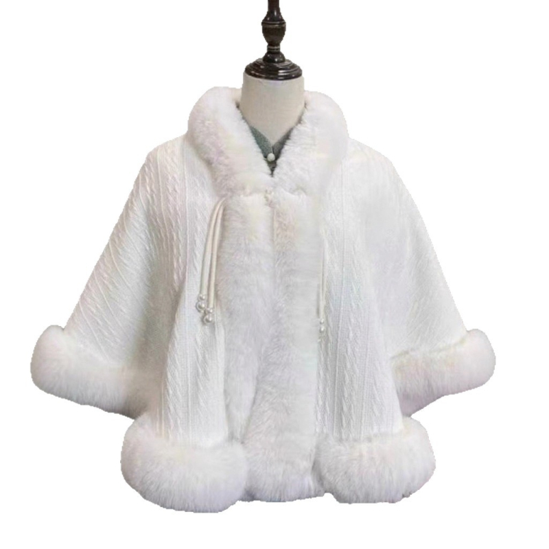 Vuneni ogrtač s flisa podstavom i kragnom od umjetne krzna, elegantan ženski stil, univerzalna duljina (Materijal: vuna; Pletenje: Twill; Uzorak: Monokroman; Obrada: Jacquard; Sezona: jesen/zima)