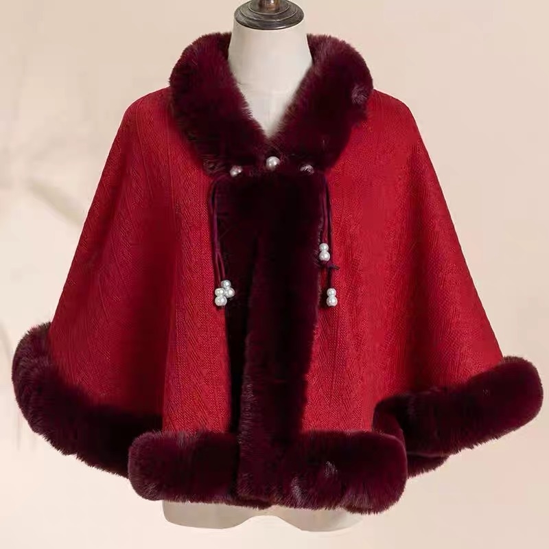 Vuneni ogrtač s flisa podstavom i kragnom od umjetne krzna, elegantan ženski stil, univerzalna duljina (Materijal: vuna; Pletenje: Twill; Uzorak: Monokroman; Obrada: Jacquard; Sezona: jesen/zima)