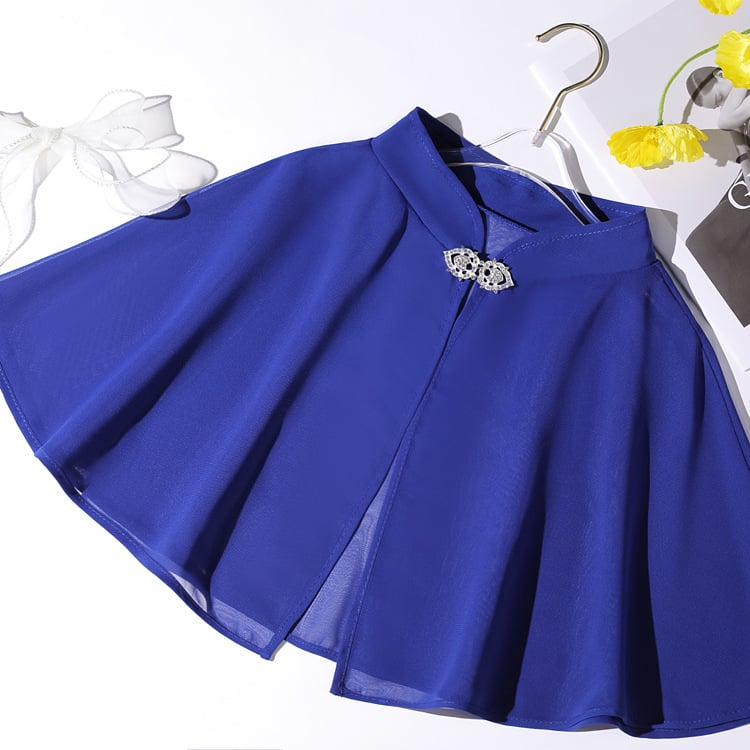 Šal od šifona za vjenčanicu i čipao – kratki lagani kaput s dijamantnim gumbima, retro stil