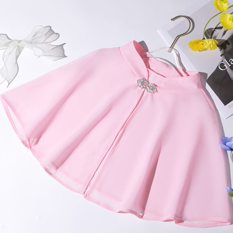 Šal od šifona za vjenčanicu i čipao – kratki lagani kaput s dijamantnim gumbima, retro stil