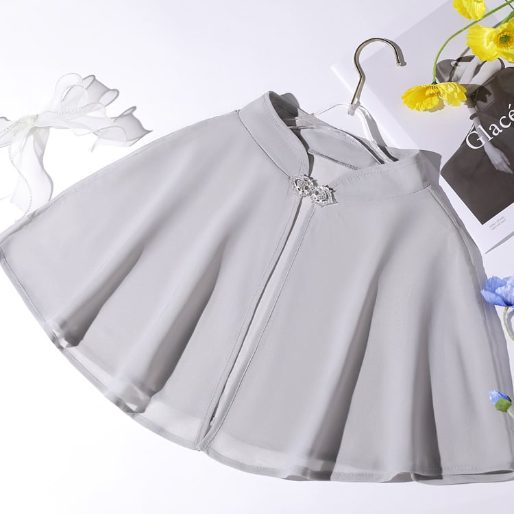 Šal od šifona za vjenčanicu i čipao – kratki lagani kaput s dijamantnim gumbima, retro stil