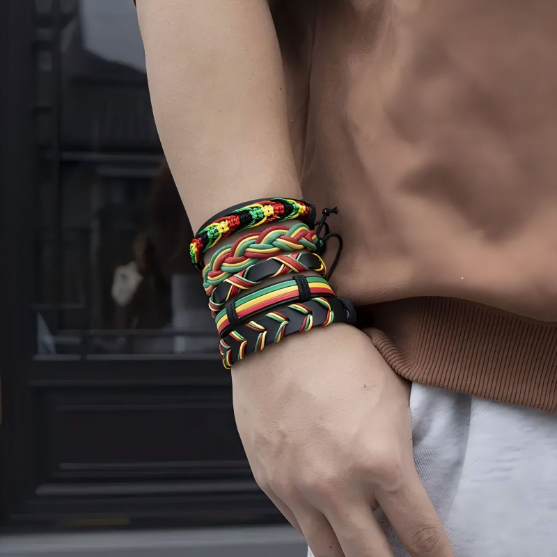 Desetkomponentni set kožnih pletenih DIY narukvica — unisex, geometrijski stil, ručna izrada, ljeto 2024 (koža; ručna izrada; unisex; geometrijski)