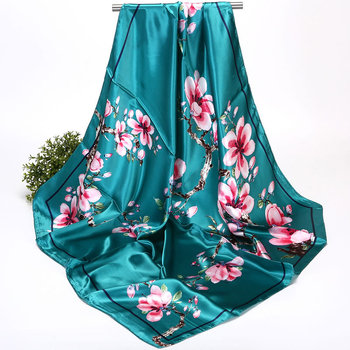 Muru kvadratni šal od simulirane svile, warp pleteno, ispis, uredski stil
