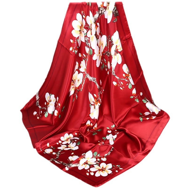 Muru kvadratni šal od simulirane svile, warp pleteno, ispis, uredski stil