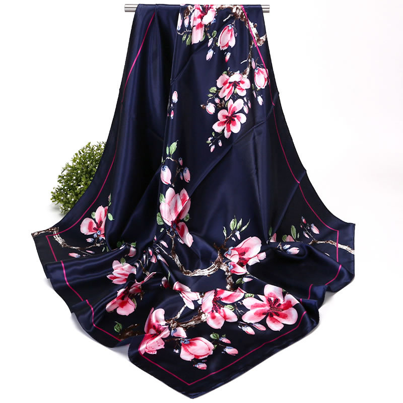 Muru kvadratni šal od simulirane svile, warp pleteno, ispis, uredski stil