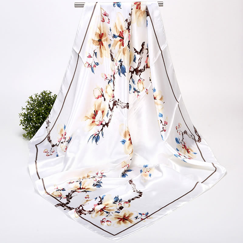 Muru kvadratni šal od simulirane svile, warp pleteno, ispis, uredski stil