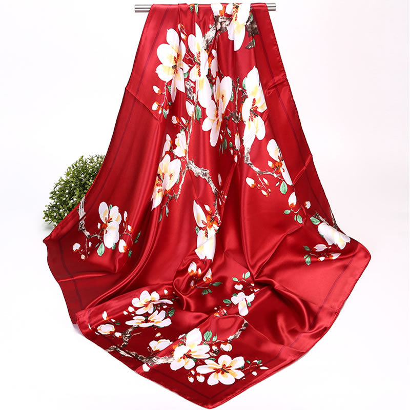 Muru kvadratni šal od simulirane svile, warp pleteno, ispis, uredski stil