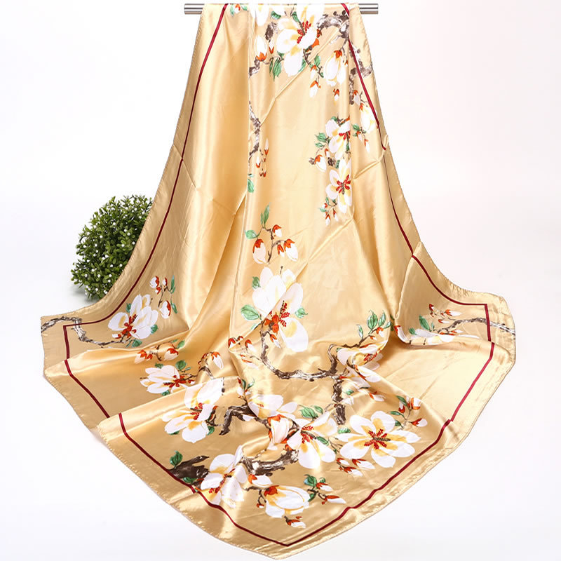 Muru kvadratni šal od simulirane svile, warp pleteno, ispis, uredski stil