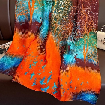 Šal od umjetne svile, plosnata tkanina, tie-dye uzorak, proljeće, gradski stil