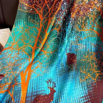 Šal od umjetne svile, plosnata tkanina, tie-dye uzorak, proljeće, gradski stil