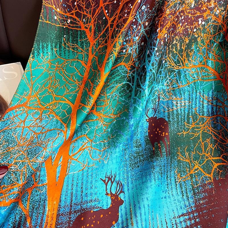 Šal od umjetne svile, plosnata tkanina, tie-dye uzorak, proljeće, gradski stil
