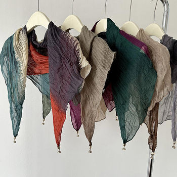 Κασκόλ από βαμβάκι και λινό με μαγνητική πόρπη, απλή ύφανση, βαφή tie-dye, φθινοπωρινή σεζόν