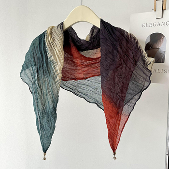 Κασκόλ από βαμβάκι και λινό με μαγνητική πόρπη, απλή ύφανση, βαφή tie-dye, φθινοπωρινή σεζόν