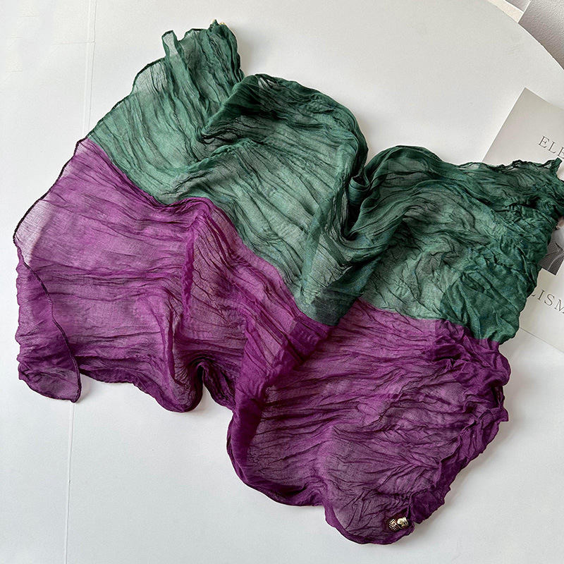 Κασκόλ από βαμβάκι και λινό με μαγνητική πόρπη, απλή ύφανση, βαφή tie-dye, φθινοπωρινή σεζόν