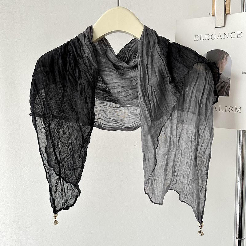 Κασκόλ από βαμβάκι και λινό με μαγνητική πόρπη, απλή ύφανση, βαφή tie-dye, φθινοπωρινή σεζόν