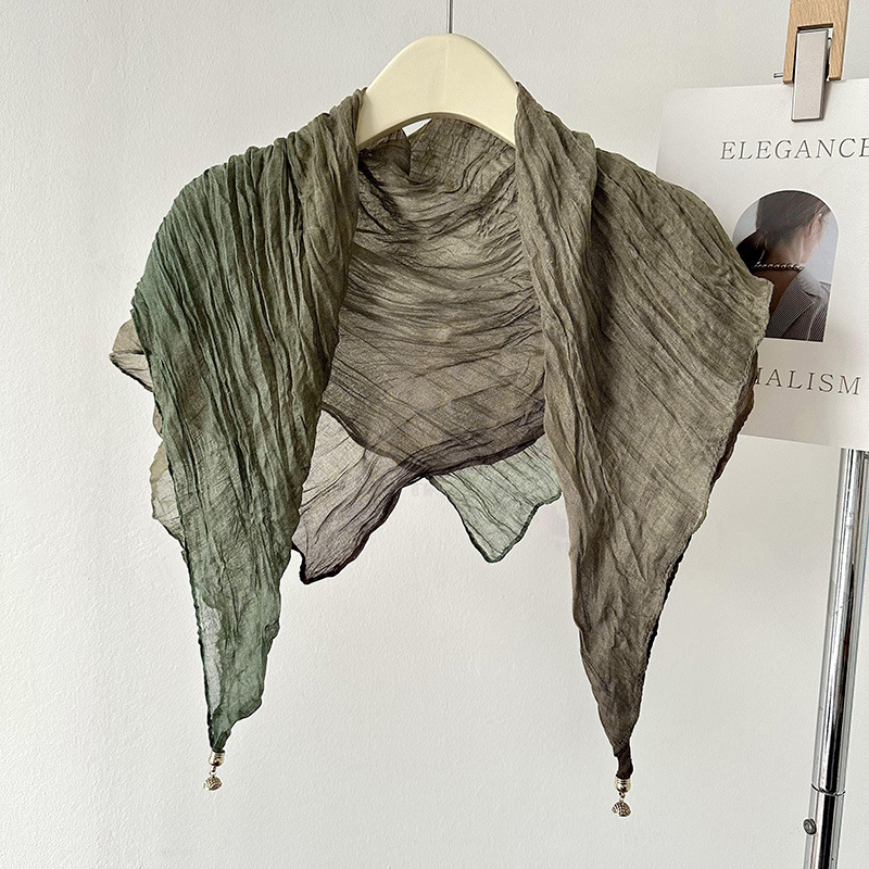 Κασκόλ από βαμβάκι και λινό με μαγνητική πόρπη, απλή ύφανση, βαφή tie-dye, φθινοπωρινή σεζόν