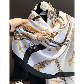 Χειμερινό εκτυπωμένο φουλάρι από συνθετικό μετάξι – απλή ύφανση, tie-dye, μοντέρνο στυλ καθημερινής μετακίνησης