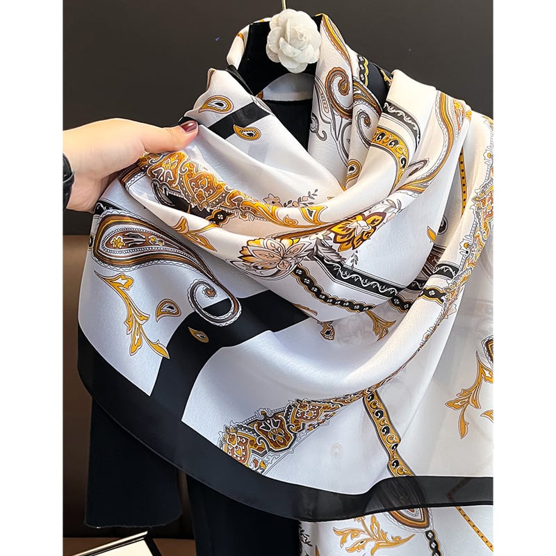 Χειμερινό εκτυπωμένο φουλάρι από συνθετικό μετάξι – απλή ύφανση, tie-dye, μοντέρνο στυλ καθημερινής μετακίνησης