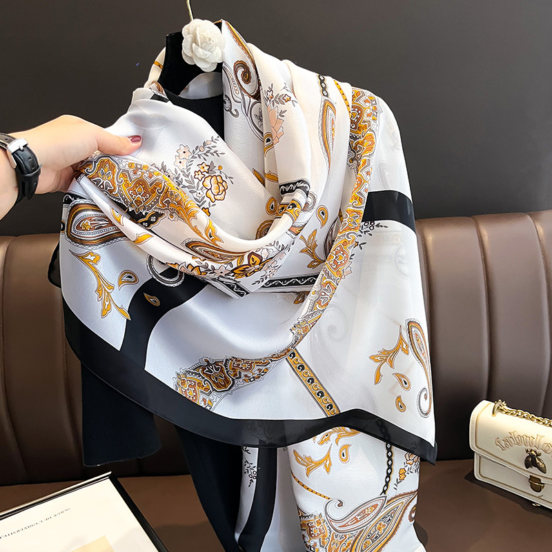 Χειμερινό εκτυπωμένο φουλάρι από συνθετικό μετάξι – απλή ύφανση, tie-dye, μοντέρνο στυλ καθημερινής μετακίνησης