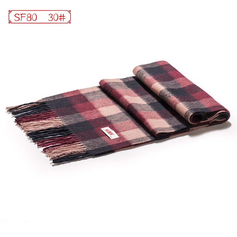 Muški vuneni šal zimi, warp knitted, dug karirani dizajn, širina 30 cm, >96% vuna