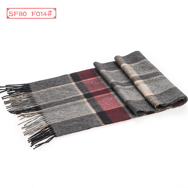 Muški vuneni šal zimi, warp knitted, dug karirani dizajn, širina 30 cm, >96% vuna