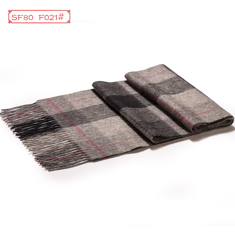 Muški vuneni šal zimi, warp knitted, dug karirani dizajn, širina 30 cm, >96% vuna
